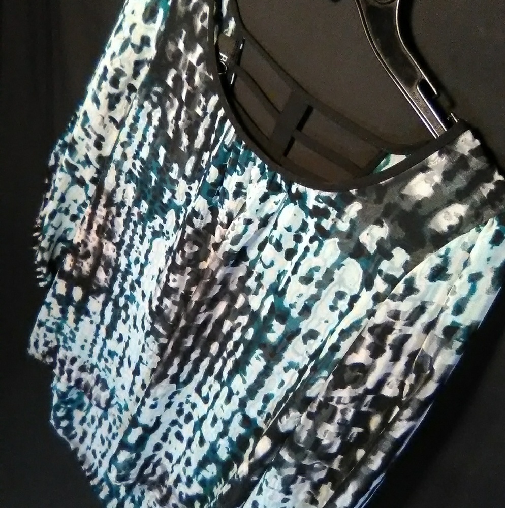 Semi Sheer Abstract Blouse/Cutout Back by BCX